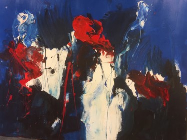 Painting titled "Some red in blue sky" by Rob Koedijk, Original Artwork, Acrylic