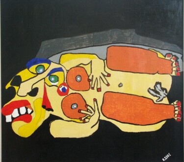 Schilderij getiteld "liggend naakt" door Rob Koedijk, Origineel Kunstwerk
