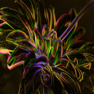 Digital Arts titled "Dahlia in Neon" by Robbi Ling Montgomery, Original Artwork