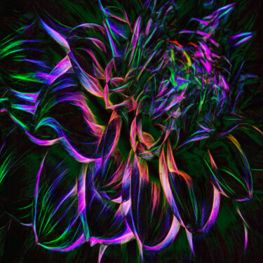 Digital Arts titled "Dahlia in Neon 2" by Robbi Ling Montgomery, Original Artwork