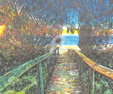 Painting titled "Path To The Sea" by Robbie Nuwanda, Original Artwork, Acrylic