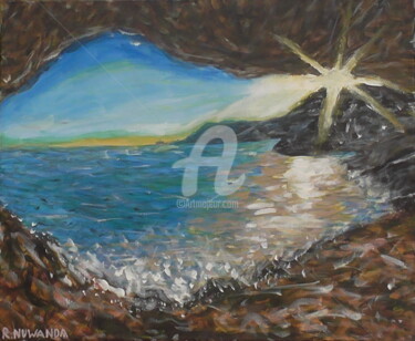 Painting titled "Cave By The Sea" by Robbie Nuwanda, Original Artwork, Acrylic