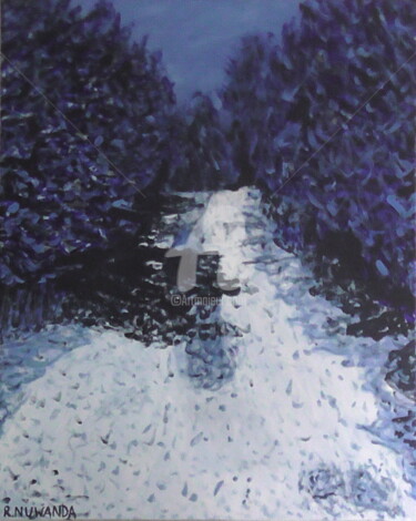 Painting titled "Blue Forest" by Robbie Nuwanda, Original Artwork, Acrylic