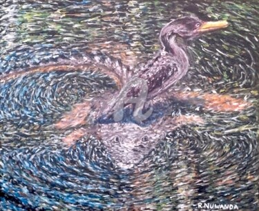 Painting titled "Anhinga Everglades…" by Robbie Nuwanda, Original Artwork, Acrylic