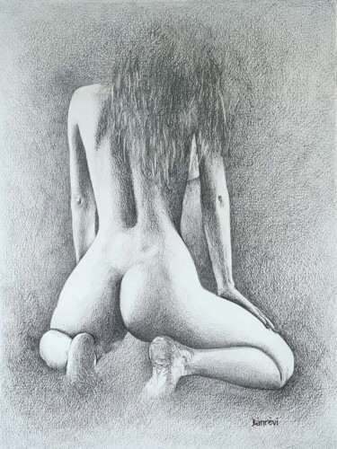 Рисунок под названием "female nude" - Róbert Bánrévi, Подлинное произведение искусства, Графит