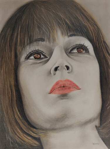 Рисунок под названием "woman's portrait" - Róbert Bánrévi, Подлинное произведение искусства, Пастель