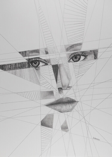 Рисунок под названием "face" - Róbert Bánrévi, Подлинное произведение искусства, Графит
