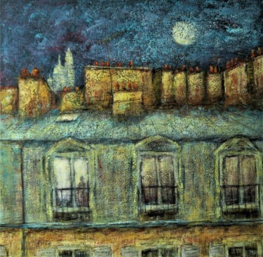 Painting titled "Les toits de Paris" by Robert Bass, Original Artwork, Acrylic