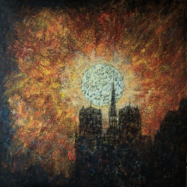 Painting titled "Notre-Dame" by Robert Bass, Original Artwork, Acrylic