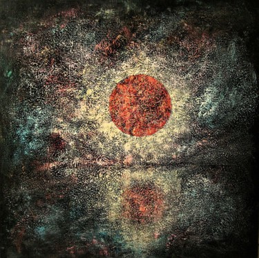 Peinture intitulée "Le soleil rouge" par Robert Bass, Œuvre d'art originale, Acrylique