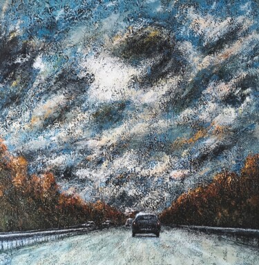 Peinture intitulée "Route d'automne" par Robert Bass, Œuvre d'art originale, Acrylique