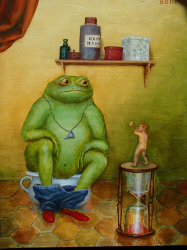 Pittura intitolato "la grenouille sur l…" da Boul, Opera d'arte originale, Olio