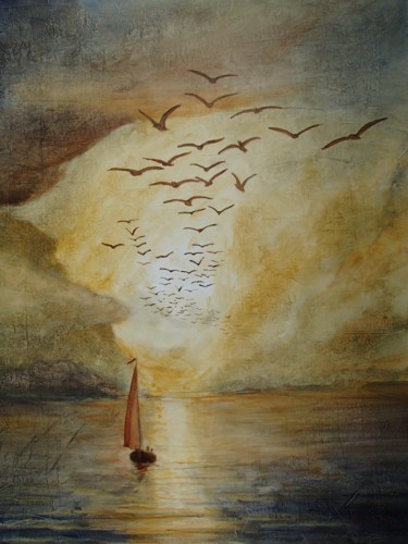 Pintura intitulada "crepuscule.jpg" por Boul, Obras de arte originais, Óleo