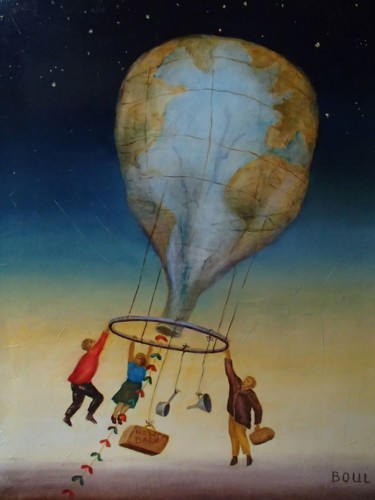 Malerei mit dem Titel "où va le monde? 12f…" von Boul, Original-Kunstwerk, Öl