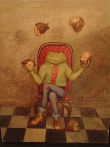 Painting titled "la Grenouille Théol…" by Boul, Original Artwork, Oil