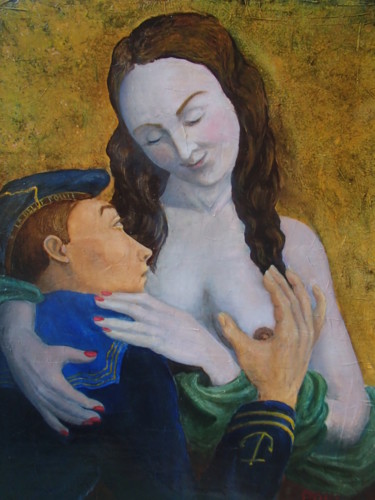 Painting titled "LA BELLE POULE" by Boul, Original Artwork, Oil