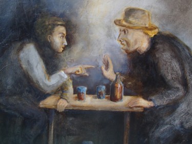 Malerei mit dem Titel "LE TRAITRE" von Boul, Original-Kunstwerk, Öl