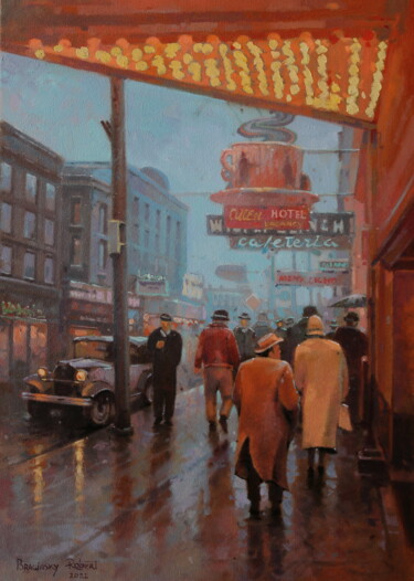 Peinture intitulée ""New York 30-50s"" par Robert Braginsky, Œuvre d'art originale, Huile