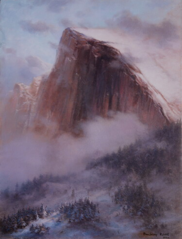 Pittura intitolato ""Snow-covered rocks"" da Robert Braginsky, Opera d'arte originale, Olio