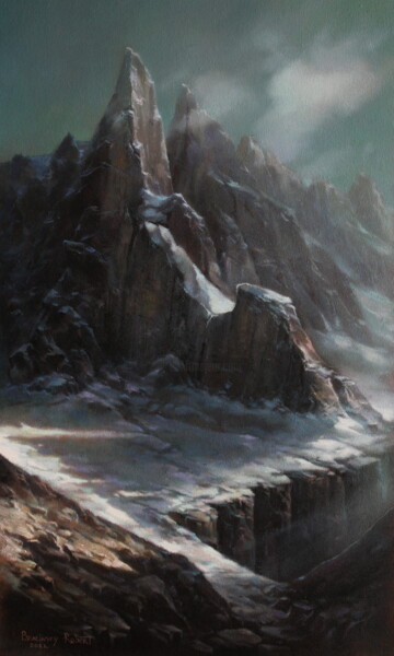 Malerei mit dem Titel "Lonely Mountain" von Robert Braginsky, Original-Kunstwerk, Öl
