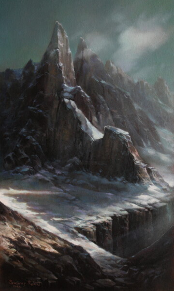 Pittura intitolato "Lonely Mountain" da Robert Braginsky, Opera d'arte originale, Olio