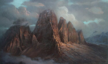 Painting titled "At sunset" by Robert Braginsky, Original Artwork, Oil