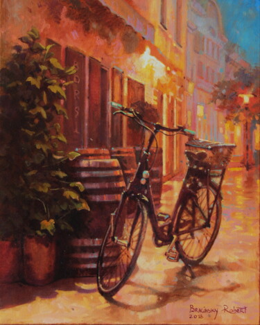 Painting titled "Evening Keszthely" by Robert Braginsky, Original Artwork, Oil