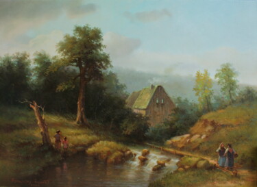 Painting titled "After dinner" by Robert Braginsky, Original Artwork, Oil