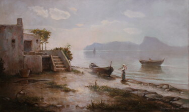 Pintura intitulada ""On the coast..."" por Robert Braginsky, Obras de arte originais, Óleo