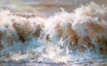 Painting titled "spontaneous wave" by Robert Braginsky, Original Artwork, Oil
