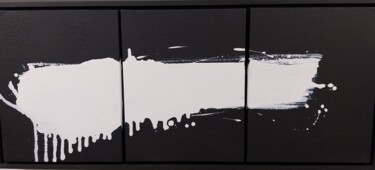 Schilderij getiteld "Black serie 13" door Robert Cadiere, Origineel Kunstwerk, Acryl Gemonteerd op Frame voor houten brancard