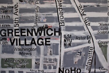 Картина под названием "Greenwich village M…" - Robert Cadiere, Подлинное произведение искусства, Акрил Установлен на Деревян…