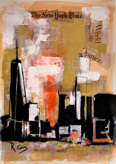 Painting titled "Manhattan downtown…" by Robert Cadiere, Original Artwork, Acrylic