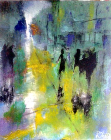 Painting titled "Avenue de Hambourg" by Robert Charles, Original Artwork, Oil Mounted on Wood Stretcher frame