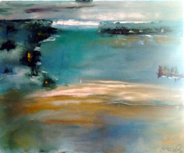 Painting titled "Galiano" by Robert Charles, Original Artwork, Oil Mounted on Wood Stretcher frame