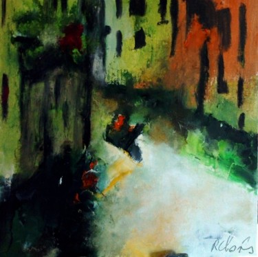 Painting titled "Venise" by Robert Charles, Original Artwork, Oil Mounted on Cardboard
