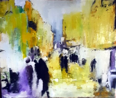 Painting titled "Avenue" by Robert Charles, Original Artwork, Oil Mounted on Wood Stretcher frame