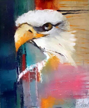 Peinture intitulée "Un Aigle" par Robert Charles, Œuvre d'art originale, Huile Monté sur artwork_cat.