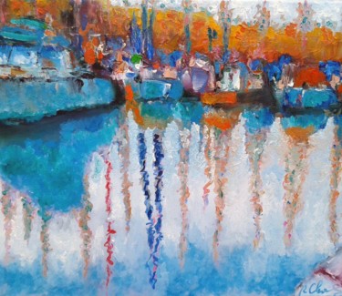 Peinture intitulée "Reflets" par Robert Charles, Œuvre d'art originale, Huile