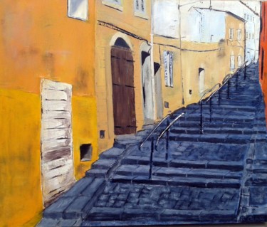 Painting titled "(3)Quartier Le pani…" by Robert Charles, Original Artwork, Oil Mounted on Wood Stretcher frame