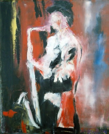 Painting titled "(2) Le saxophoniste…" by Robert Charles, Original Artwork, Oil