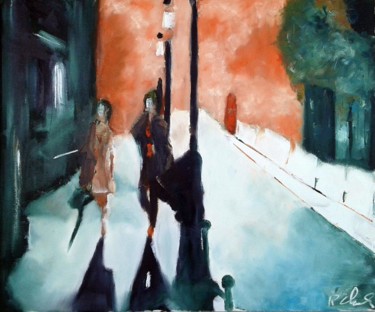 Painting titled "(1) farola" by Robert Charles, Original Artwork, Oil Mounted on Wood Stretcher frame