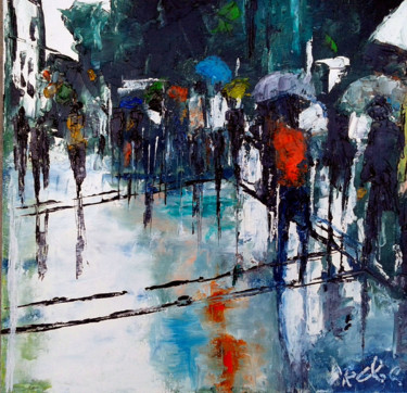 Painting titled "(1) la-lluvia" by Robert Charles, Original Artwork, Oil