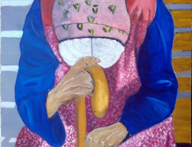 Painting titled "madame-the-1320" by Robert Charles, Original Artwork, Oil Mounted on Wood Stretcher frame