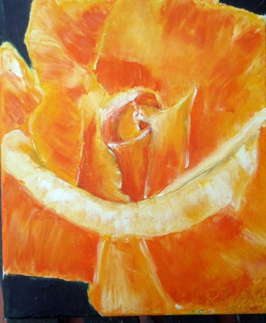 Painting titled "(1)rosa-arancione" by Robert Charles, Original Artwork, Oil