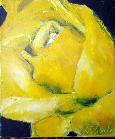 (1)Rosa-gialla Pittura intitolato "(1)Rosa-gialla" da Robert Charles, Opera d'arte originale, Olio