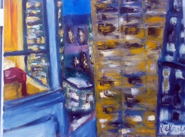 Peinture intitulée "(1)fenêtre-sur-ville" par Robert Charles, Œuvre d'art originale, Huile
