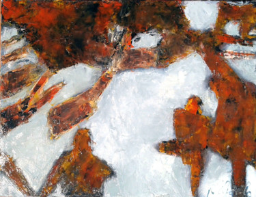 Peinture intitulée "(1)rouille-et-nacre" par Robert Charles, Œuvre d'art originale, Huile Monté sur Châssis en bois