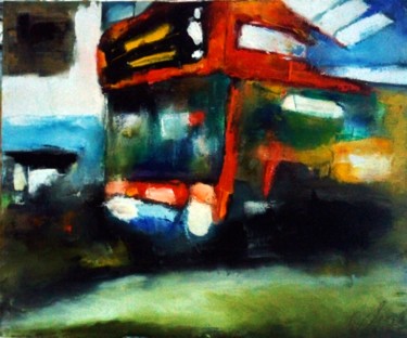 Painting titled "(1T)le-car-46x382.j…" by Robert Charles, Original Artwork, Oil Mounted on Wood Stretcher frame