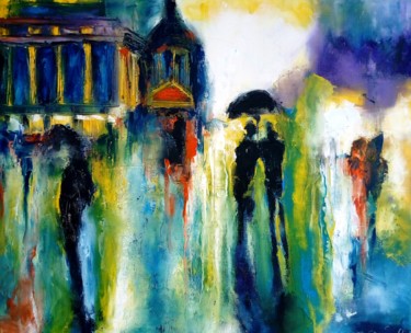 Painting titled "(1)boulevard de la…" by Robert Charles, Original Artwork, Oil Mounted on Wood Stretcher frame